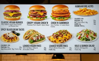 Vegan Fast Food Menu Items with Detailed Nutritional Information