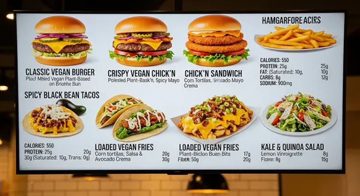 Vegan Fast Food Menu Items with Detailed Nutritional Information